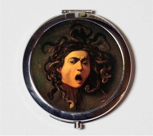 Medusa Compact Mirror - Caravaggio Greek Mythology Snakes in Hair Gorgon - Make Up Pocket Mirror for Cosmetics