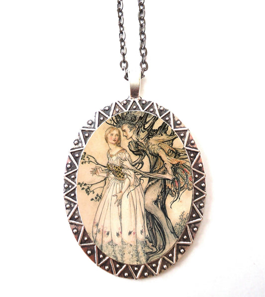 Arthur Rackham Tree Man Necklace Pendant Silver Tone - Fairytale Fairy Tale Storybook