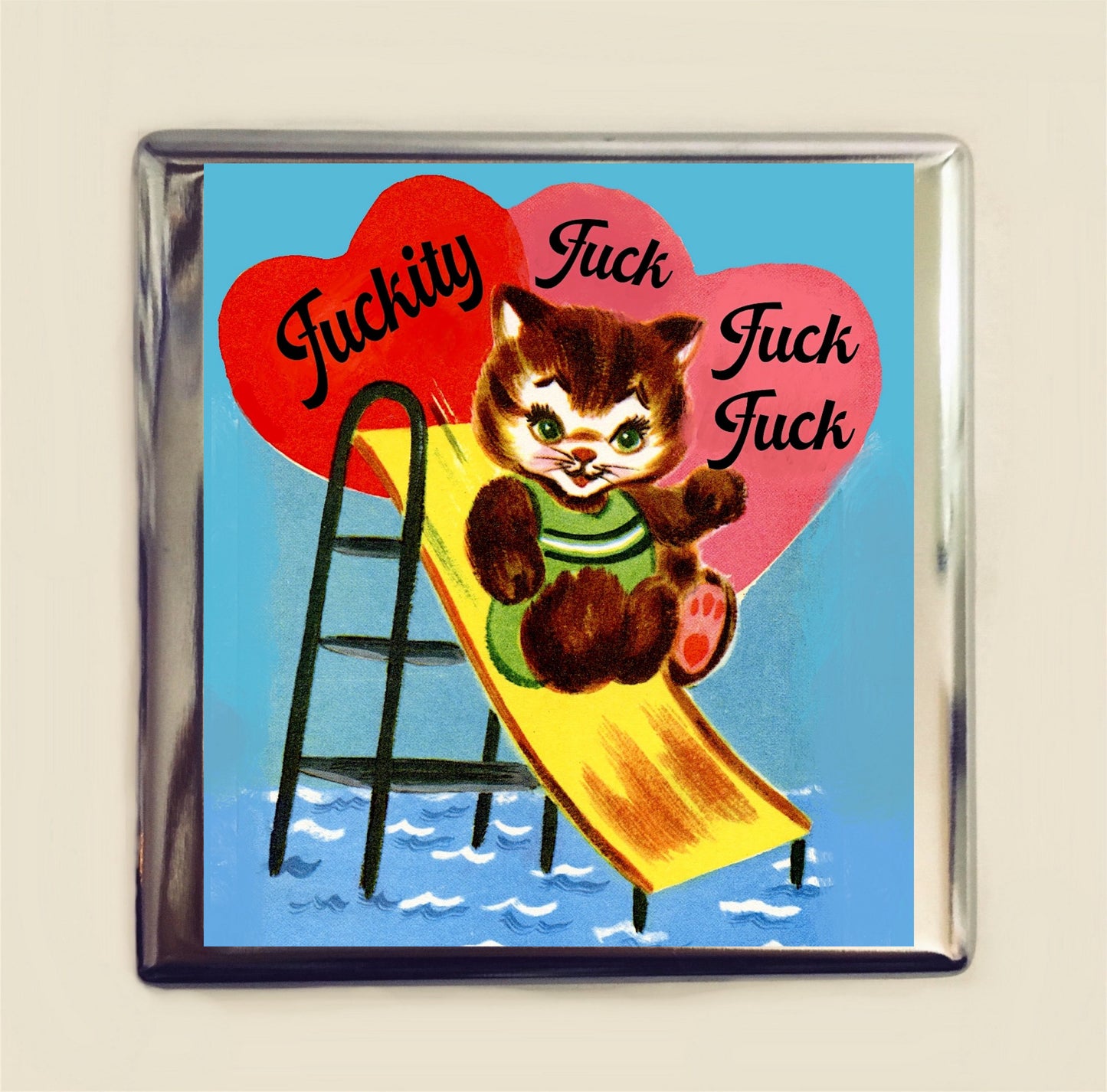 Fuckity Fuck Fuck Fuck Cigarette Case Business Card ID Holder Wallet Cute Kawaii Retro Bear Animal Snarky Funny