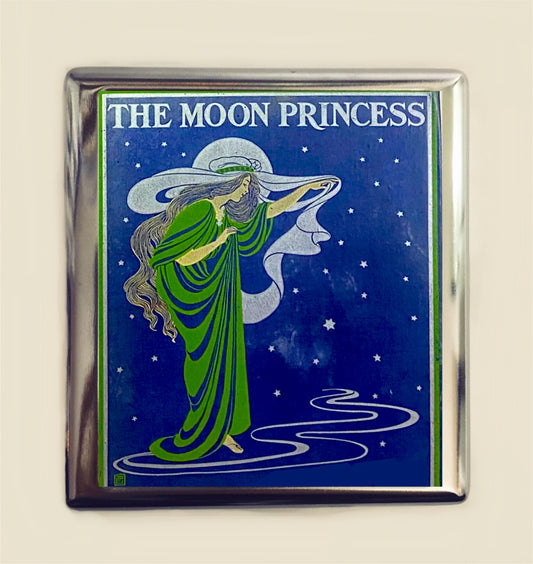 Moon Princess Cigarette Case Business Card ID Holder Wallet Art Nouveau Deco Whimsical Fantasy Fairytale Book Art