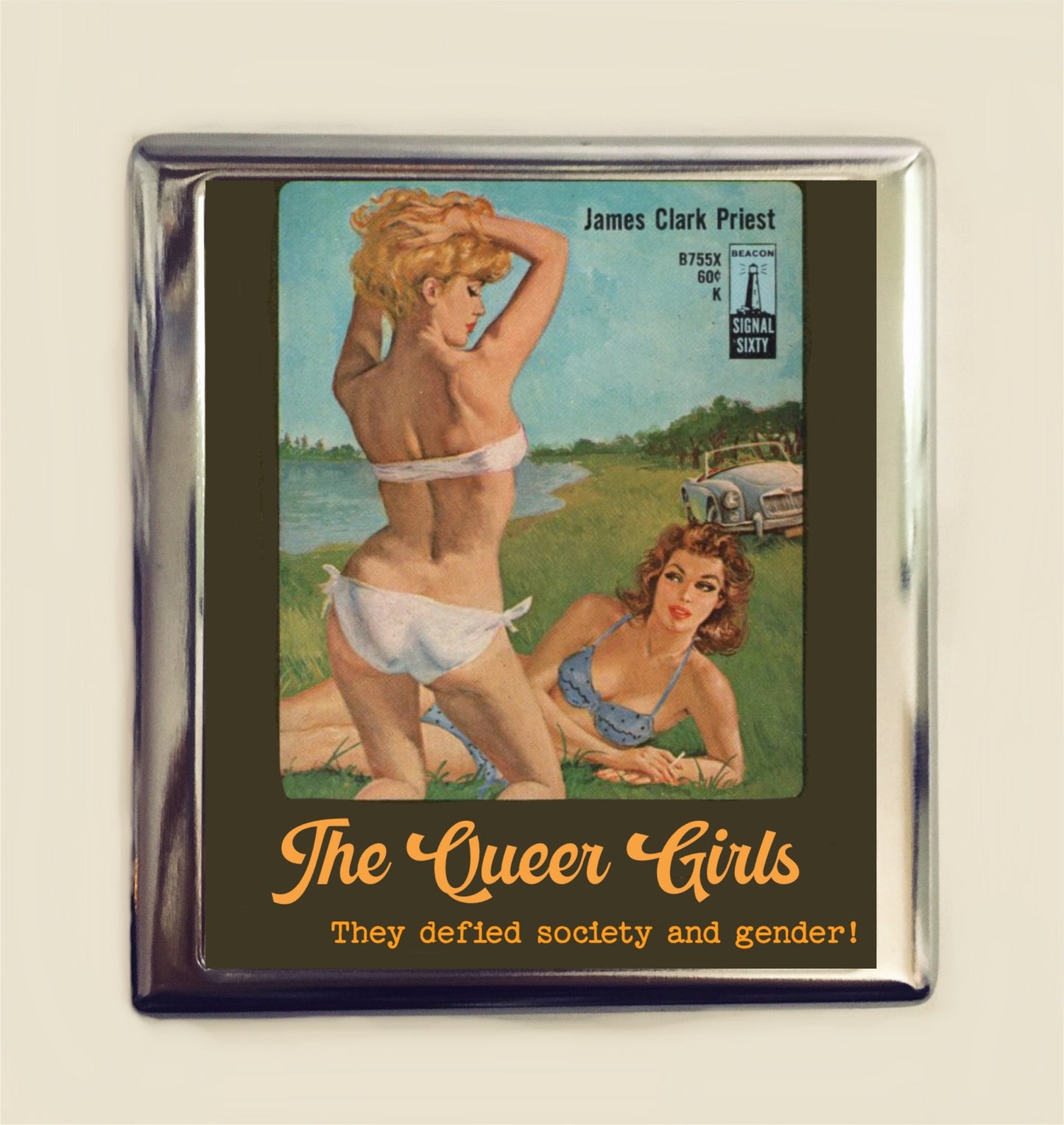 The Queer Girls Lesbian Pulp Cigarette Case Business Card ID Holder Wallet Gay Retro Book LGBTQ Kitsch Campy 1960's Gender