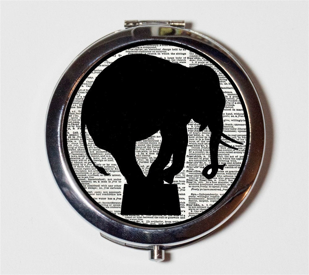 Circus Elephant Compact Mirror - Silhouette Animal Art - Make Up Pocket Mirror for Cosmetics