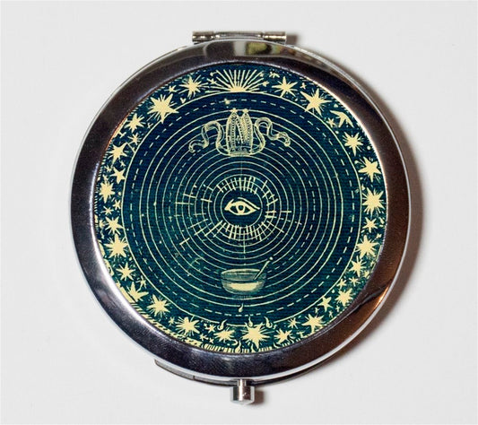 Eye Tarot Compact Mirror - Occult Vintage Imagery Divination - Make Up Pocket Mirror for Cosmetics