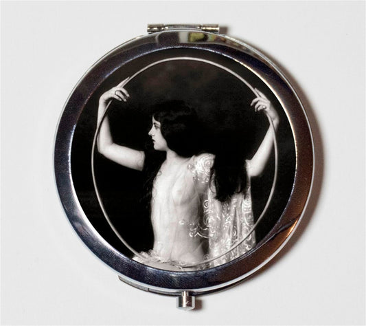 Art Deco Flapper Follies Compact Mirror - 1920's Jazz Age Roaring 20s Ziegfeld Follies Hoop 2 - Make Up Pocket Mirror for Cosmetics