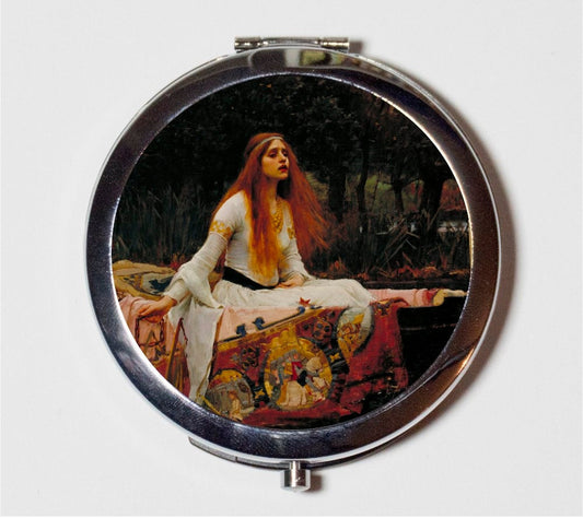 Lady of Shalott John William Waterhouse Compact Mirror - Fine Art Painting Tennyson Arthurian - Make Up Pocket Mirror for Cosmetics