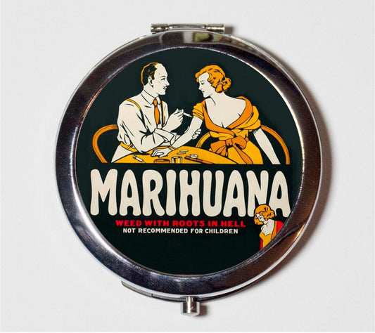 Marijuana Compact Mirror - Vintage Marihuana Movie Poster Weed Pot Cannabis B Movie- Make Up Pocket Mirror for Cosmetics