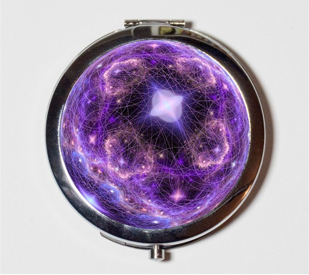 Psychedelic Universe Compact Mirror - Outerspace Galaxy Trippy Space Outer Space - Make Up Pocket Mirror for Cosmetics