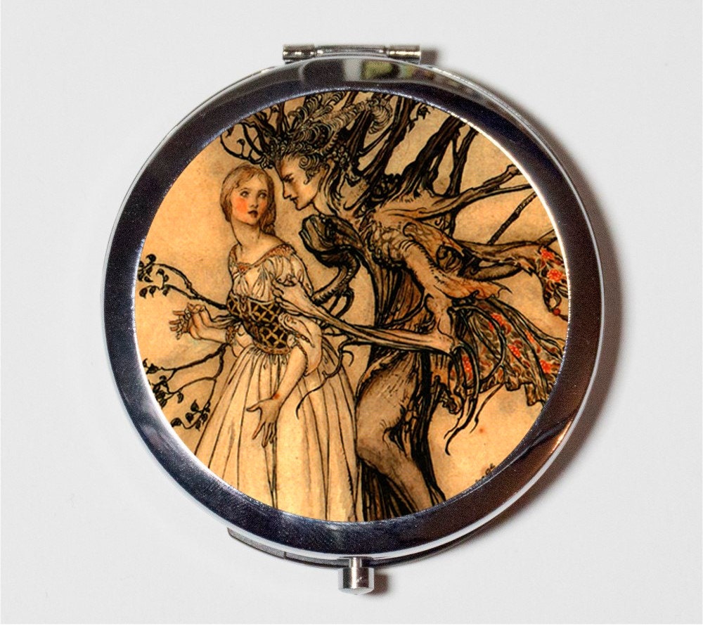 Arthur Rackham Tree Man Compact Mirror - with Woman Storybook Fairytale Children's Illustration - Make Up Pocket Mirror for Cosmetics