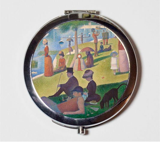 A Sunday on La Grande Jatte Compact Mirror - Georges Seurat Post Impressionist Fine Art - Make Up Pocket Mirror for Cosmetics