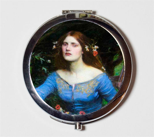 John William Waterhouse Ophelia Compact Mirror - Hamlet William Shakespeare Play Literary - Make Up Pocket Mirror for Cosmetics