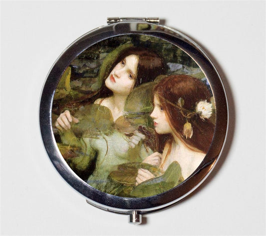 John William Waterhouse Nymphs Compact Mirror - Edwardian Fine Art Painting - Make Up Pocket Mirror for Cosmetics