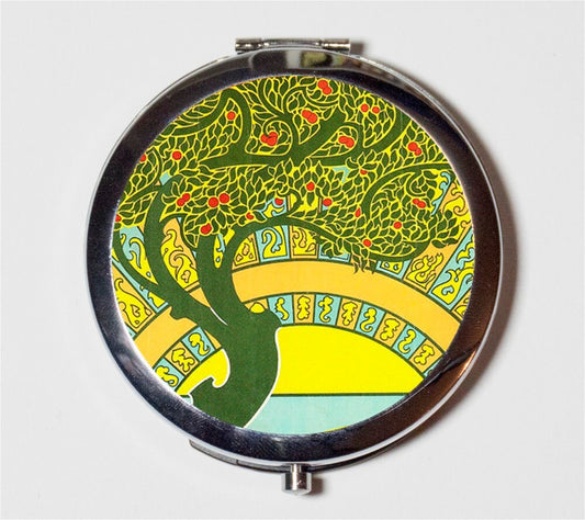 Art Nouveau Tree Wallpaper Compact Mirror - Edwardian Art Deco - Make Up Pocket Mirror for Cosmetics