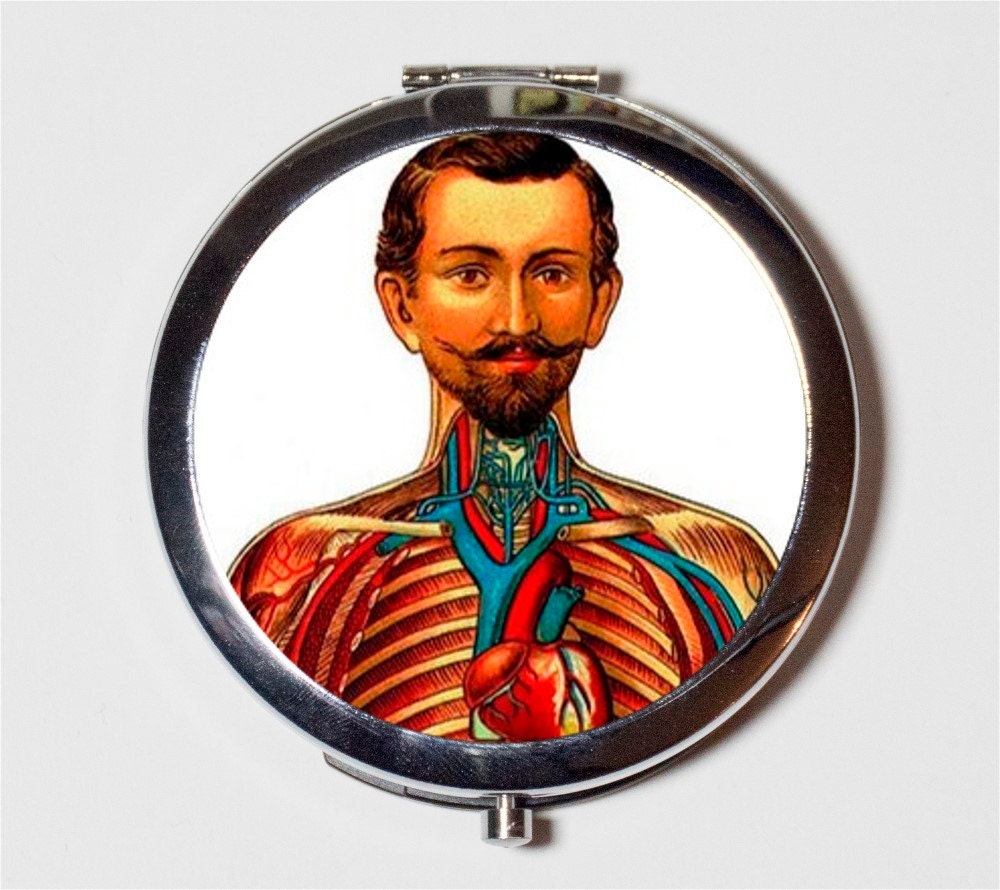 Victorian Medical Oddity Compact Mirror - Anatomy Medicine Macabre Oddities - Make Up Pocket Mirror for Cosmetics