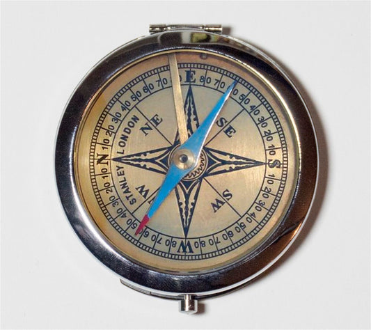 Victorian Steampunk Compass Compact Mirror - Vintage Antique Navigation Technology - Make Up Pocket Mirror for Cosmetics