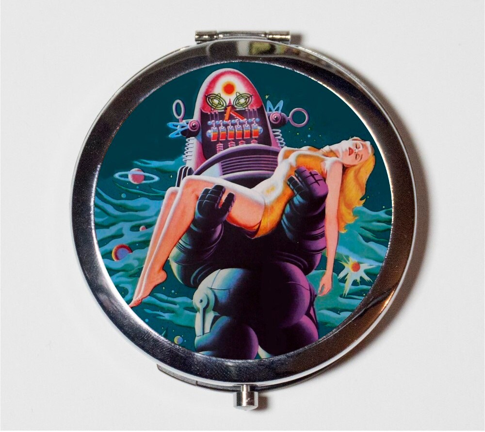 Forbidden Planet Robot Compact Mirror - Sci Fi Cult Classic Movie Science Fiction - Make Up Pocket Mirror for Cosmetics