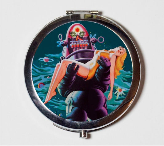 Forbidden Planet Robot Compact Mirror - Sci Fi Cult Classic Movie Science Fiction - Make Up Pocket Mirror for Cosmetics