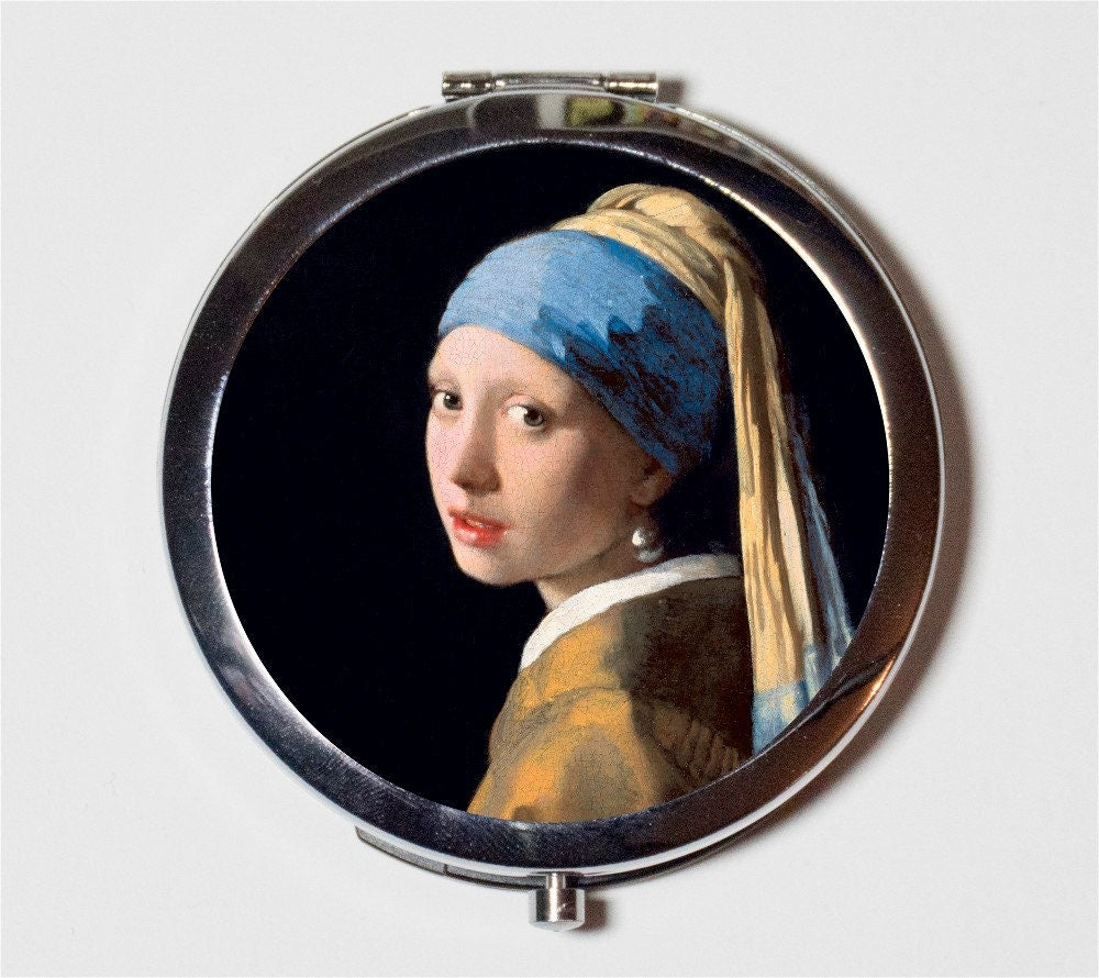 Girl with the Pearl Earring Compact Mirror - Johannes Vermeer Dutch Fine Art - Make Up Pocket Mirror for Cosmetics