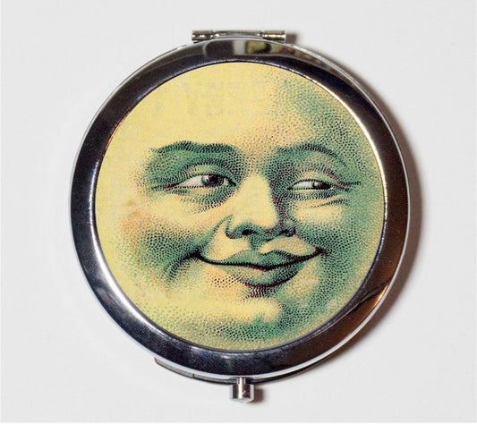 Man in the Moon Compact Mirror - Children's Storybook Story - Make Up Pocket Mirror for Cosmetics
