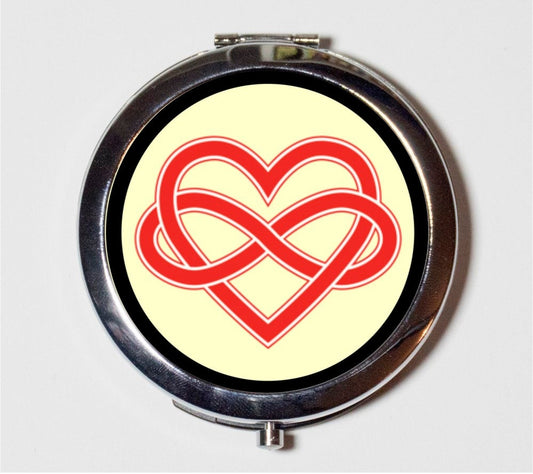 Polyamory Compact Mirror - Nonmonogamy Non-monogamous Infinite Love Heart - Make Up Pocket Mirror for Cosmetics