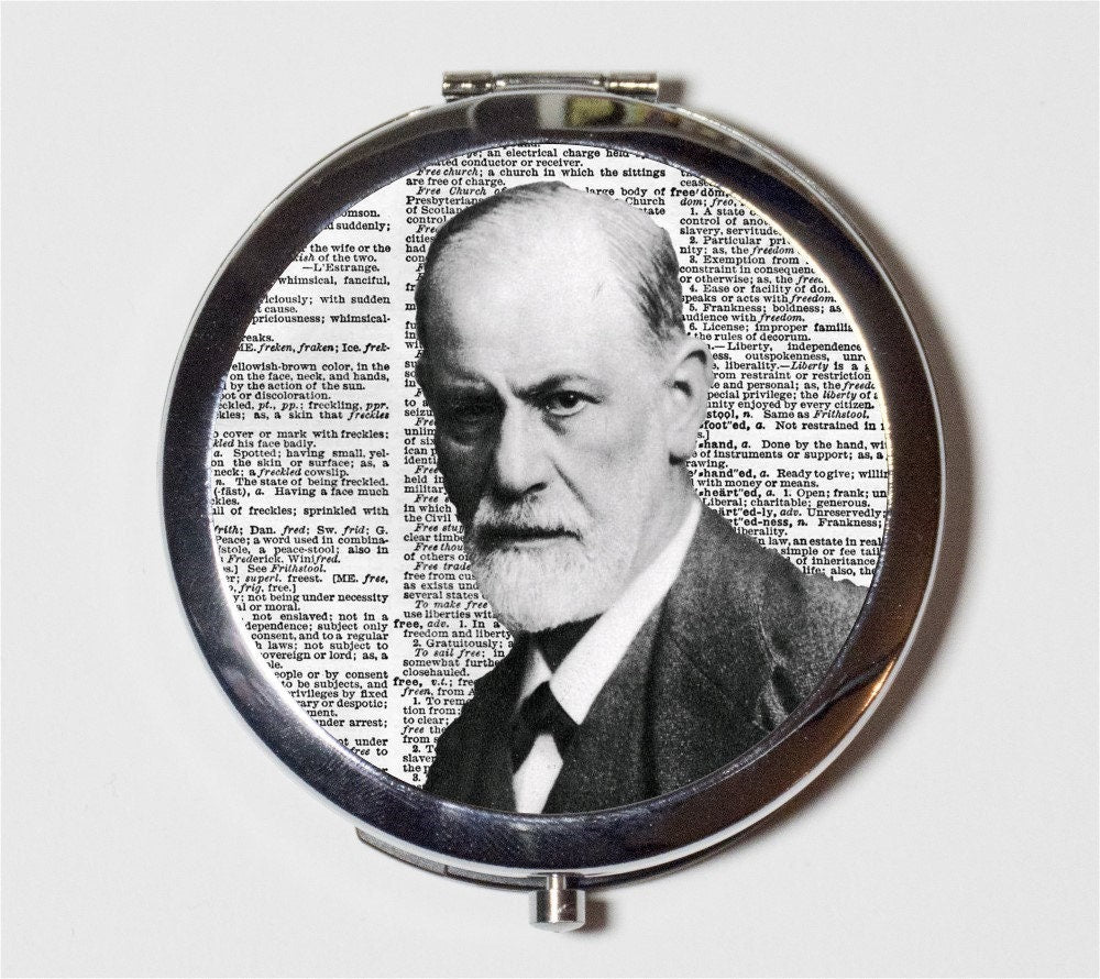 Sigmund Freud Compact Mirror - Psychology Psychologist Gift for Therapist - Make Up Pocket Mirror for Cosmetics