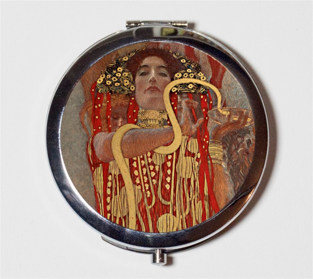 Gustav Klimt Snake Woman Compact Mirror - Fine Art Painting - Make Up Pocket Mirror for Cosmetics