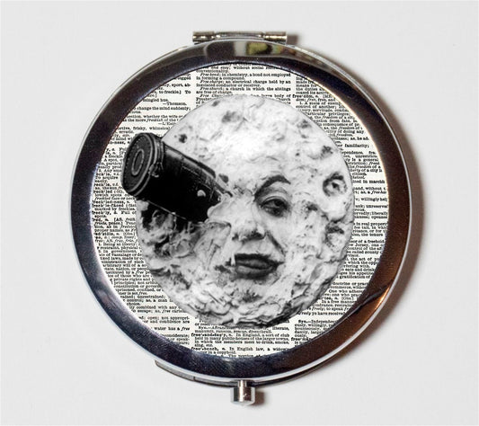 A Trip to the Moon Compact Mirror - Man in the Moon Silent Film - Make Up Pocket Mirror for Cosmetics