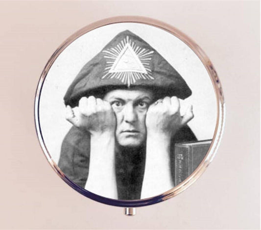 Aleister Crowley Pill Box Case Pillbox Holder Occult Magick Magician Magic Occultism