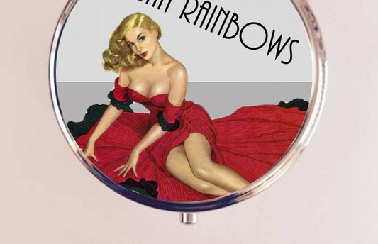 I Sh*t Rainbows Pill Box Case Pillbox Holder Retro Humor Funny Pin Up Pinup Retro Pulp