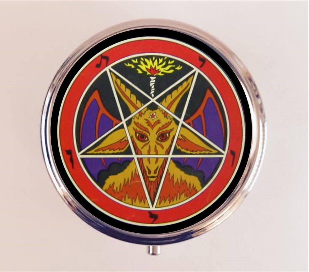 Baphomet Pill Box Case Pillbox Holder Trinket Stash Box Pentagram Occult Magick