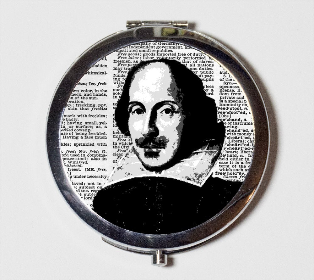 William Shakespeare Compact Mirror - Writer Author Gift for English Majors - Make Up Pocket Mirror for Cosmetics