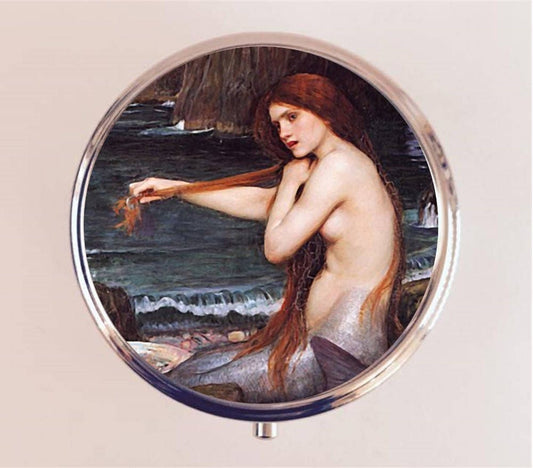 Mermaid Pill Box Case Pillbox Holder Trinket Stash Box John William Waterhouse Nautical Siren