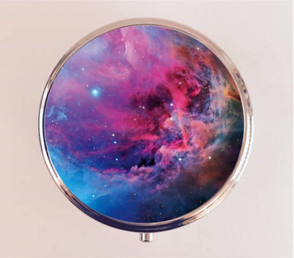 Outerspace Pill Box Case Pillbox Holder Trinket Stash Box Space Nebula Outer Space