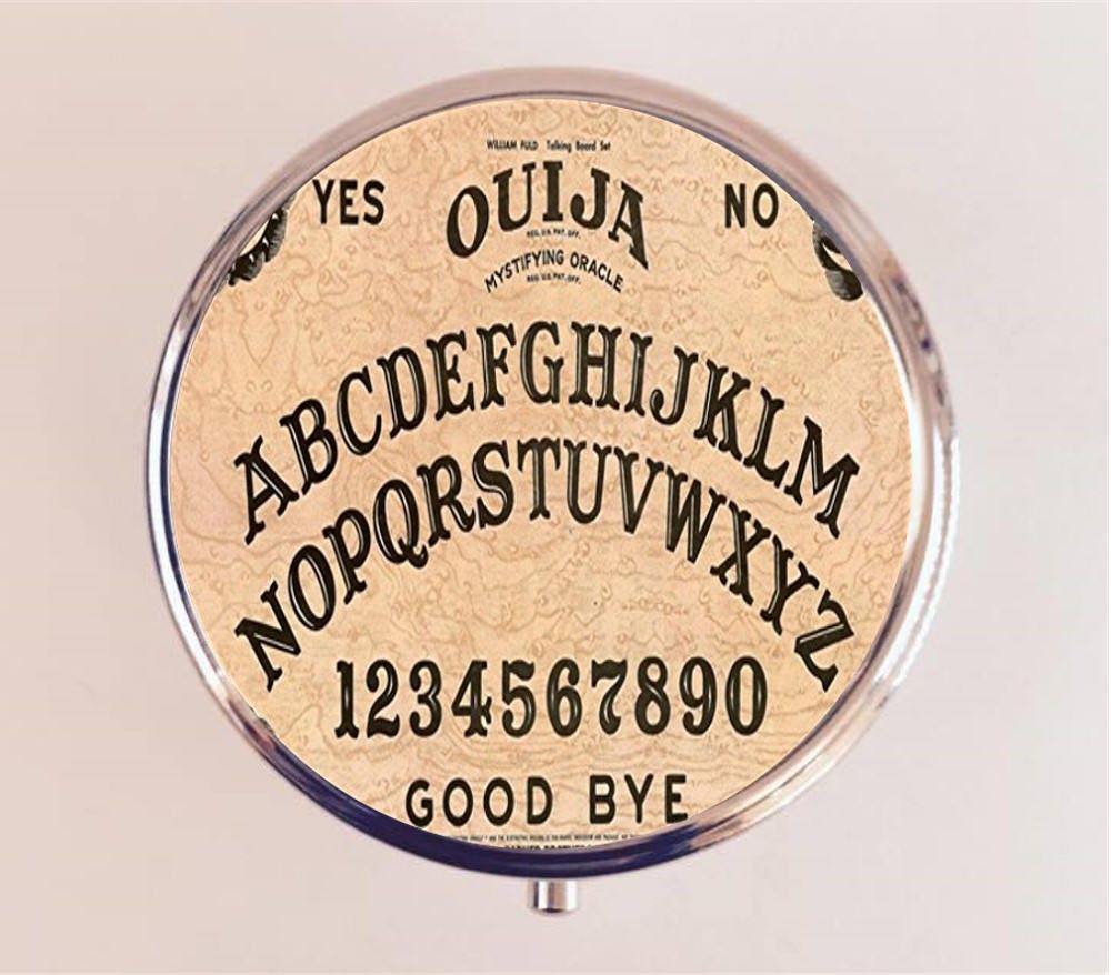 Ouija Board Pill Box Case Pillbox Holder Trinket Stash Box Goth Halloween Spirit Board