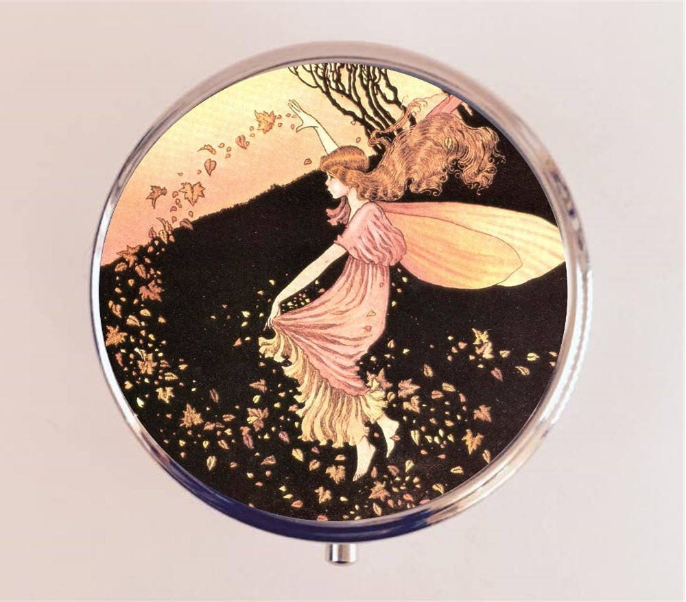 Fairy Leaves Pill Box Case Pillbox Holder Trinket Stash Box Fairy Tale Fall Fairytale Storybook