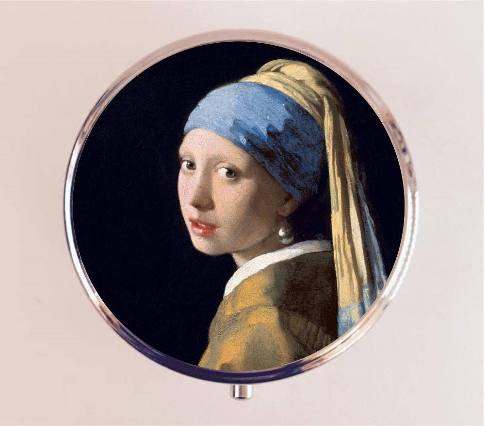 Girl with the Pearl Earring Pill Box Case Pillbox Holder Trinket Stash Box Vermeer Fine Art Painting