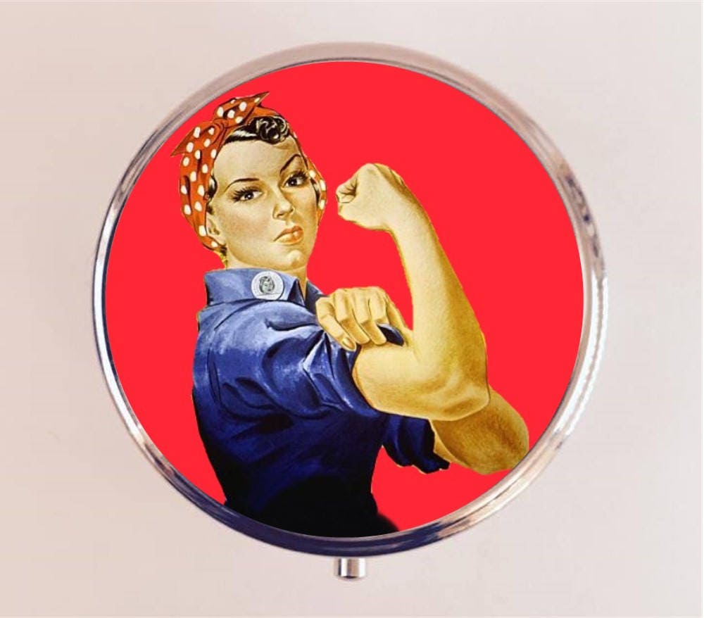 Rosie the Riveter Pill Box Case Pillbox Holder Trinket Box Feminist Icon Americana Feminism