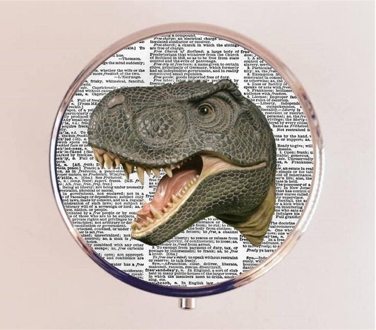 T-Rex Dinosaur Pill Box Case Pillbox Holder Trinket Box Tyrannosaurus Rex Pop Art