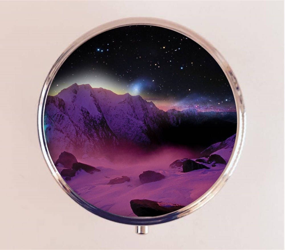 Trippy Outer Space Pill Box Case Pillbox Holder Trinket Psychedelic Surreal Landscape Universe