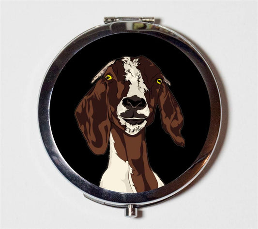 Goat Compact Mirror - Inspired by Black Phillip Magick VVitch Witch Baphomet - Make Up Pocket Mirror for Cosmetics