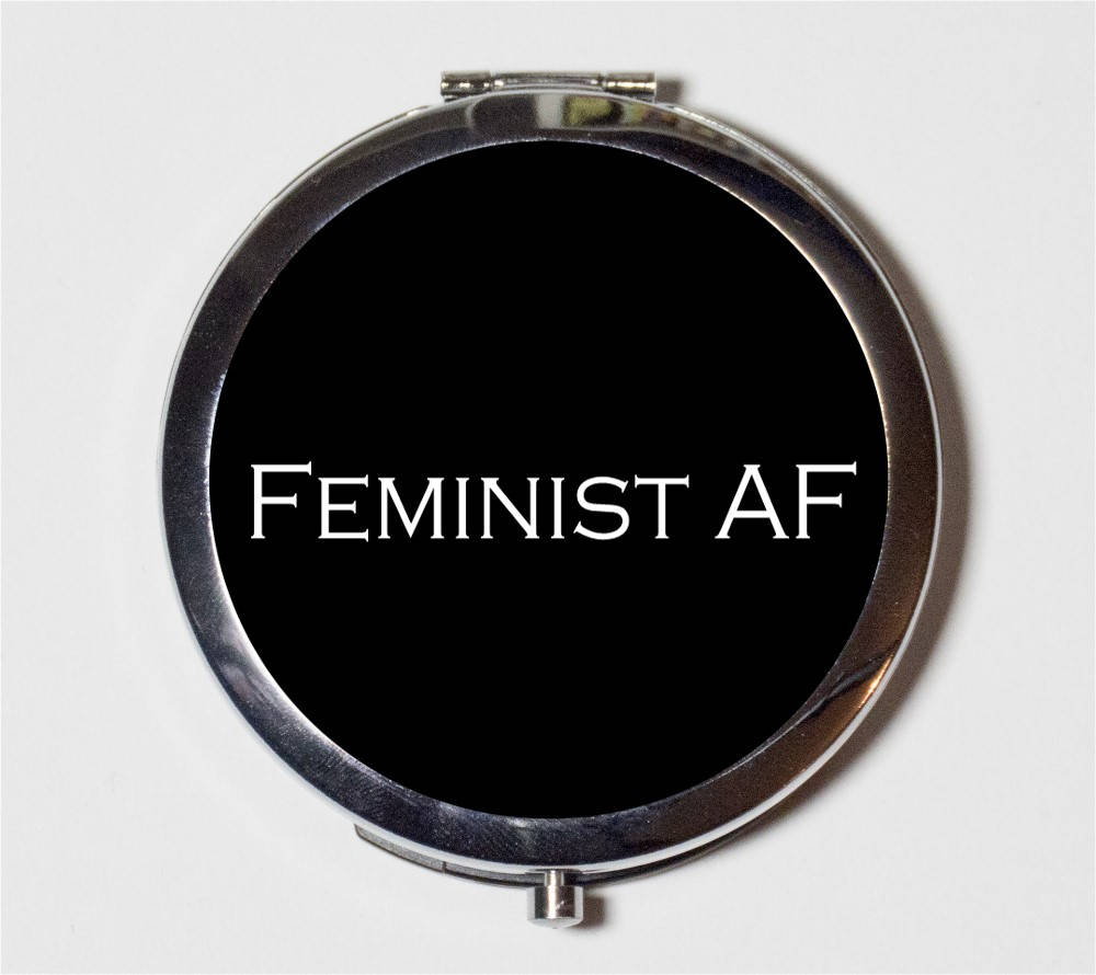 Feminist AF Compact Mirror - Feminism Women's Rights - Make Up Pocket Mirror for Cosmetics