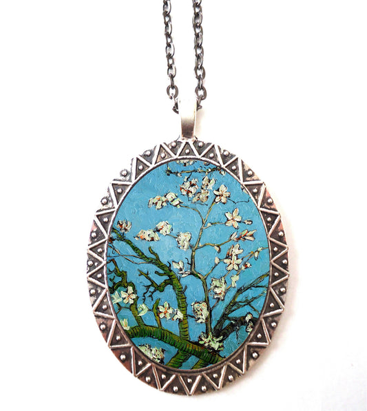 Almond Blossoms Necklace Pendant - Vincent Van Gogh Sakura Cherry Fine Art Painting