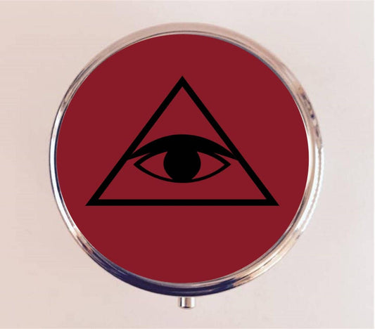 All Seeing Eye Pill Box Case Pillbox Holder Trinket Stash Box Occult Illuminati Trippy Masonic