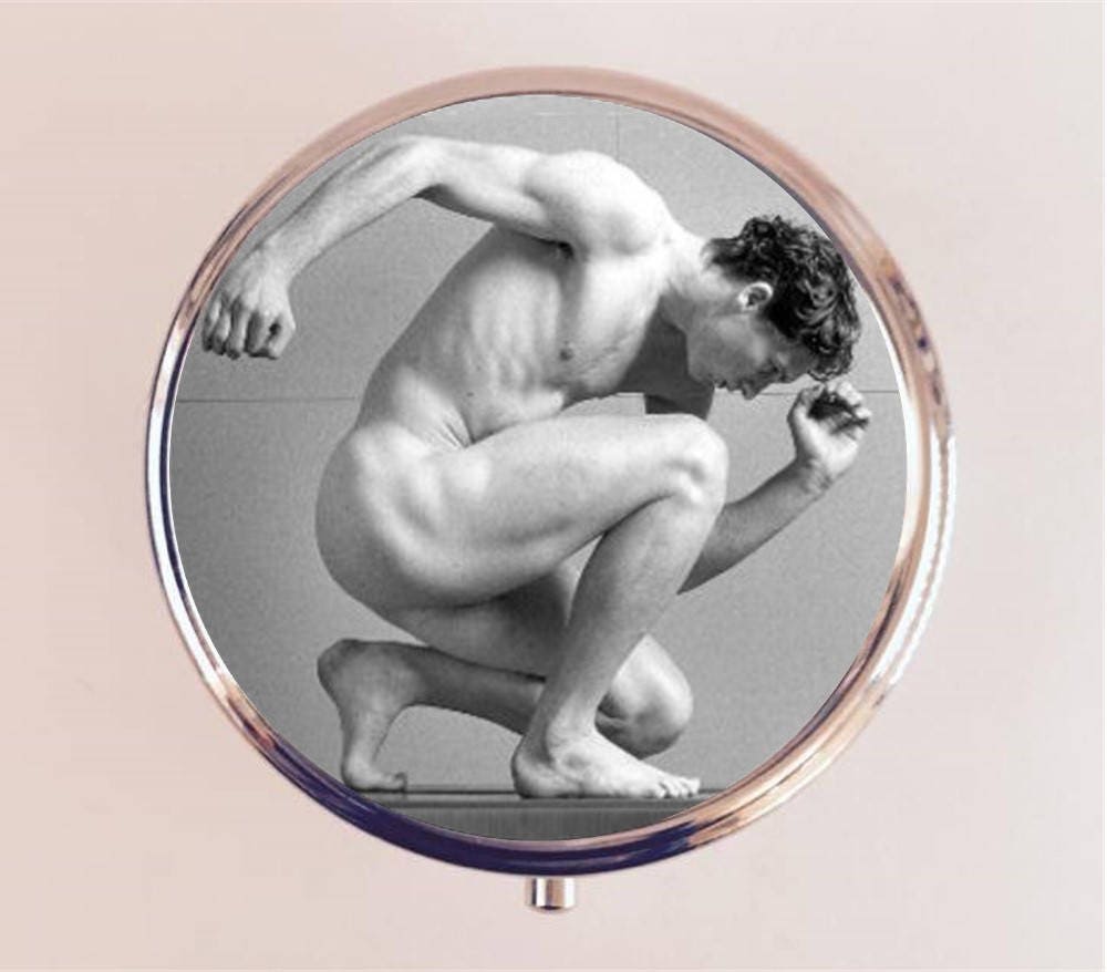 Nude Man Pill Box Case Pillbox Holder Stash Trinket Box Gay Interest Man's Physique