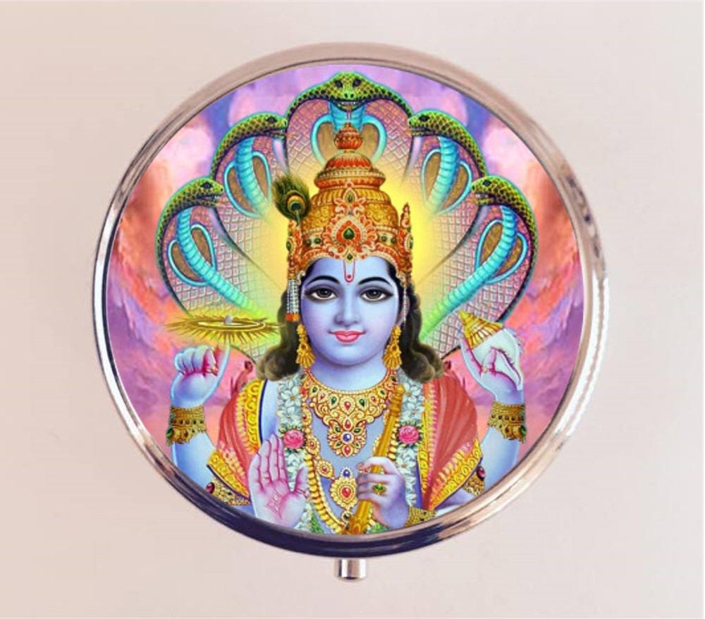 Vishnu Hindu Pill Box Case Pillbox Holder Stash Trinket Box Hinduism Metaphysical Religion