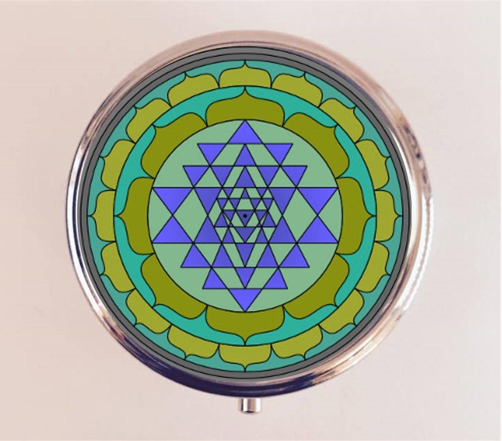 Sri Yantra Pill Box Case Pillbox Holder Stash Trinket Box Hinduism Hindu Symbol Mystical New Age Sacred Geometry