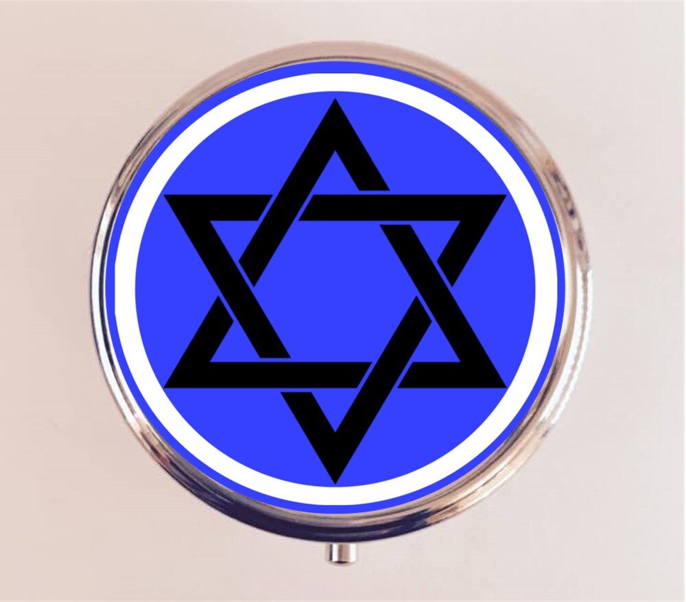 Star of David Pill Box Case Pillbox Holder Stash Trinket Box Jewish Symbol Hebrew Judaism Blue