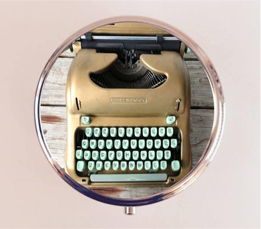 Typewriter Pill Box Case Pillbox Holder Stash Trinket Box Pop Art Gift for Writer Author