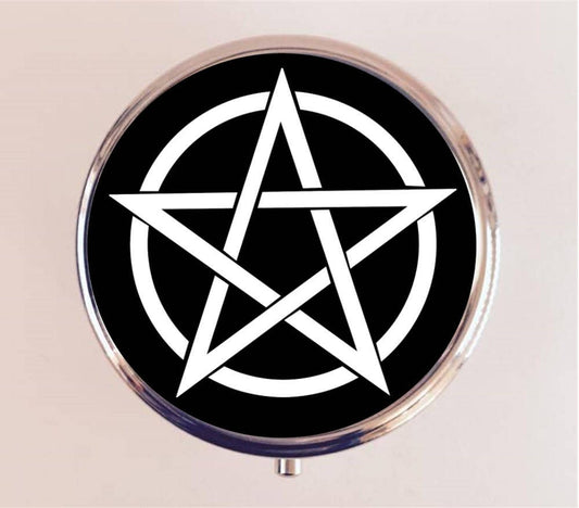 Witch Pentacle Pill Box Case Pillbox Holder Stash Trinket Box Occult Witchcraft Witchy Things Magick Wicca