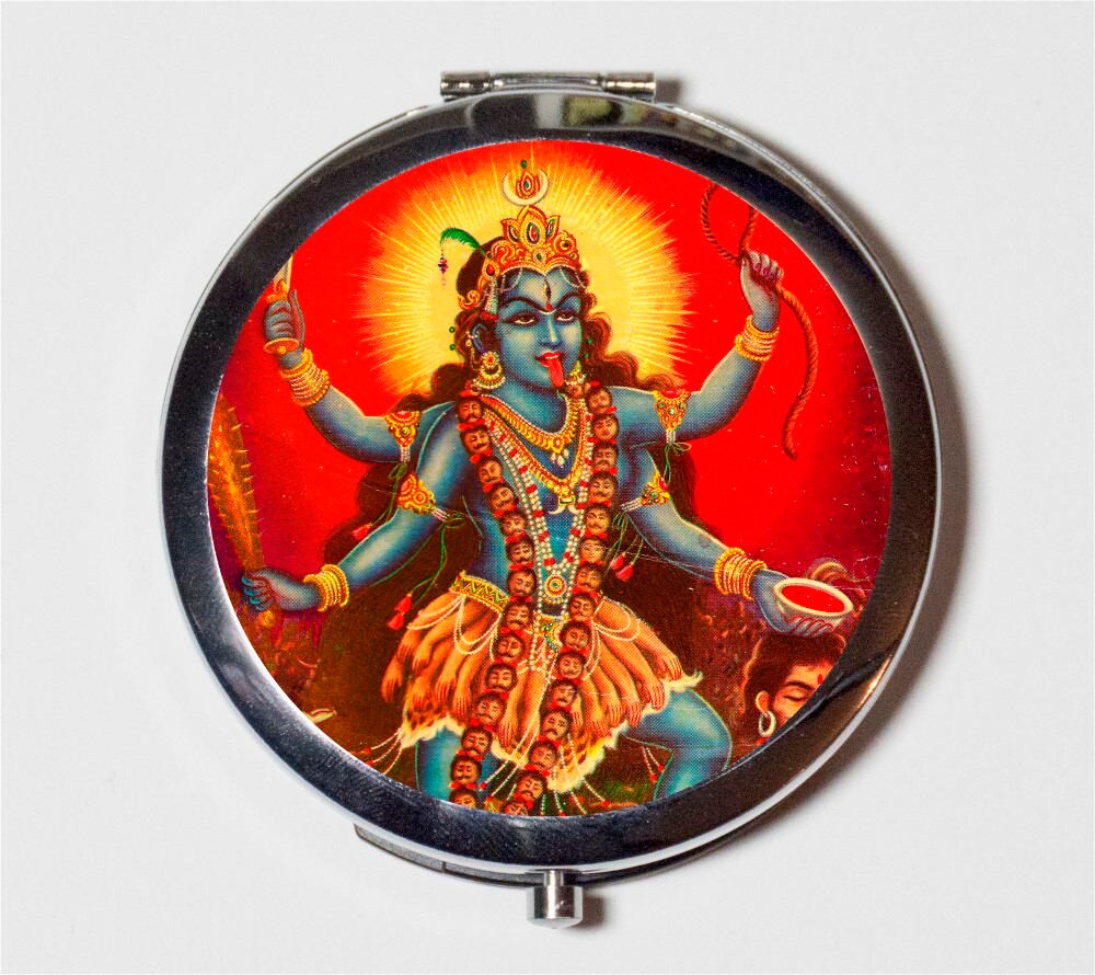 Kali Hindu Compact Mirror - Hinduism Goddess Spiritual Spirituality New Age Metaphysical - Make Up Pocket Mirror for Cosmetics