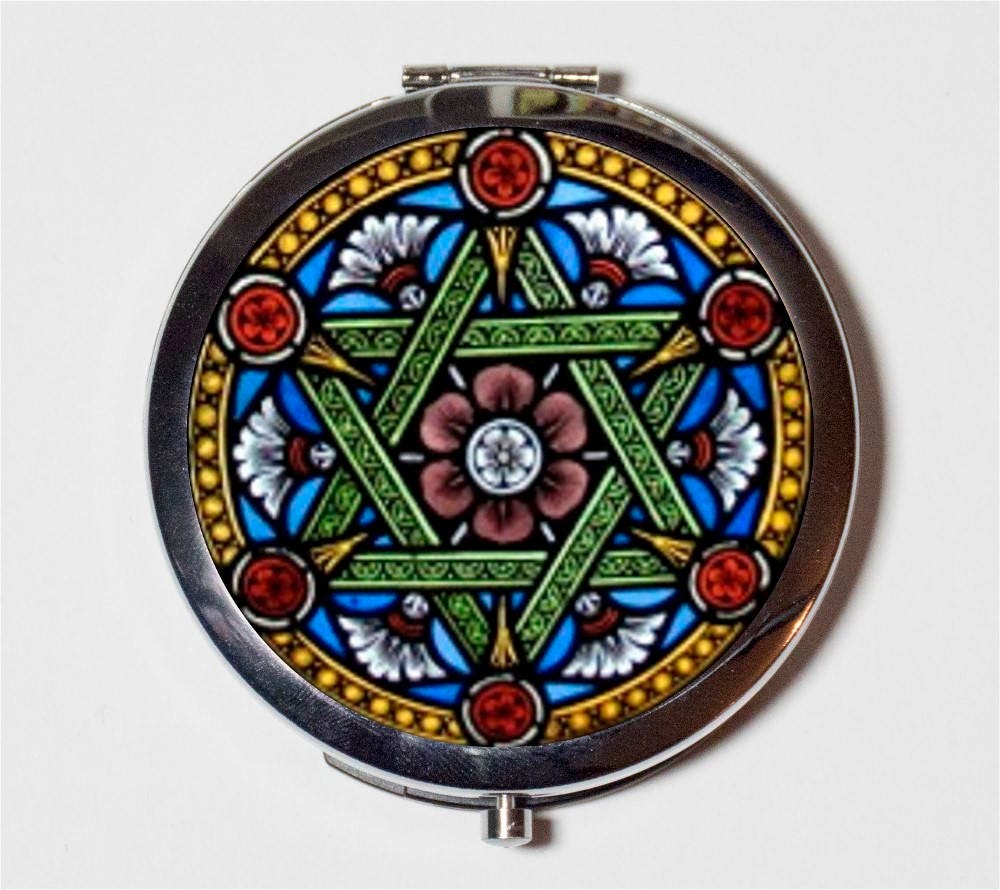 Star of David Compact Mirror - Jewish Symbol Judaism - Make Up Pocket Mirror for Cosmetics